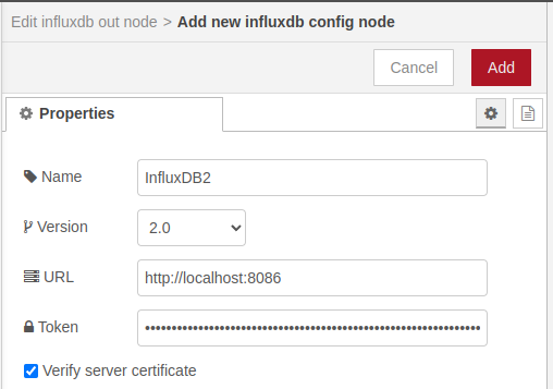 InfluxDB connection params